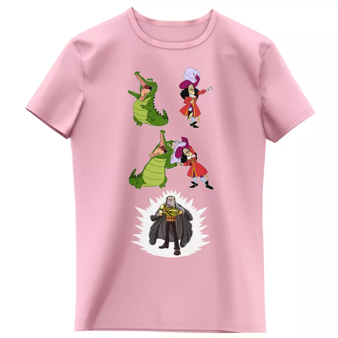 T-shirts crianças raparigas Paródia One Piece Capitão Gancho e Crocodile