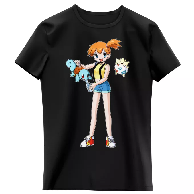 Flickor barnens T-shirts Parodi Pokémon Togepi, Squirtle och Misty