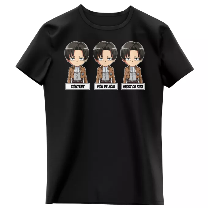 T-shirts Enfants Filles Parodie L'attaque des Titans Invincible et...impassible ! - Livaï Ackerman Caporal-chef du bataillon d'exploration