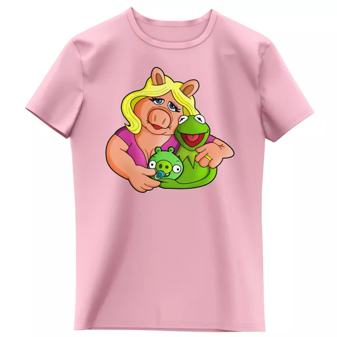 Mädchen Kinder T-Shirts Parodie auf Angry Birds Angry Birds, Kermit und Peggy