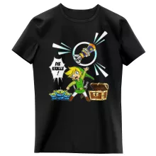 Link Mädchen Kinder T-Shirt “Link and die Aliens” – Parodie auf Zelda