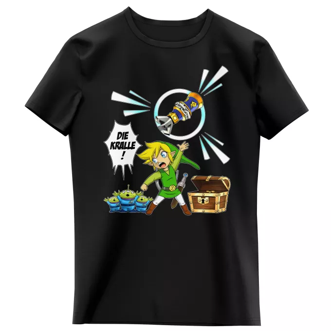 Mädchen Kinder T-Shirts Parodie auf Zelda Link and die Aliens