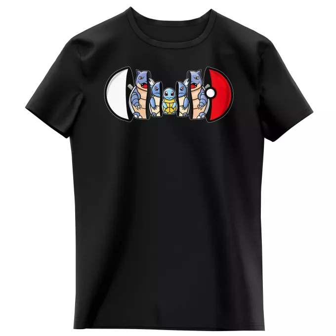 Flickor barnens T-shirts Parodi Pokémon Squirtle, Wartortle och Blastoise