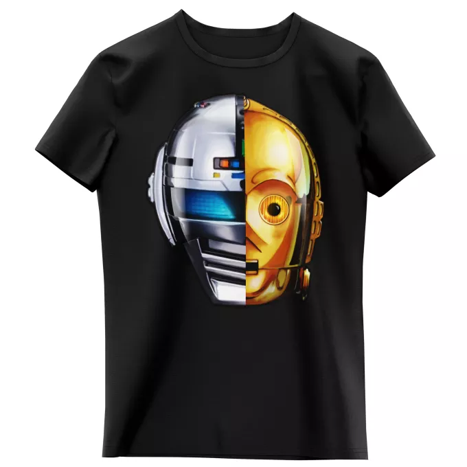 Flickor barnens T-shirts Parodi Stjärnornas krig C-3PO och Space Sheriff Gavan