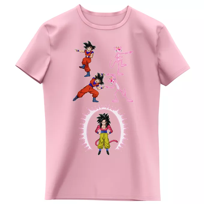 T-shirts Enfants Filles Parodie Dragon Ball GT L'être le plus puissant de l'Univers !! (Fusion !!) - Sangoku 4, la Panthère Rose