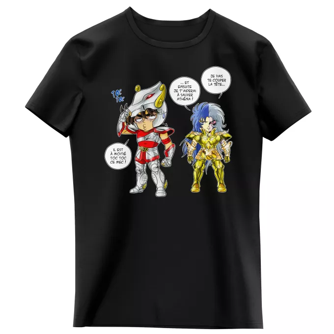 T-shirts Enfants Filles Parodie Saint Seiya Une histoire de dingue... - Seiya de Pégase, Saga chevalier d'or des Gémeaux