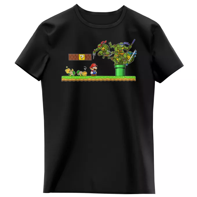 T-shirts crianças raparigas Paródia Super Mario Donatello, Michelangelo, Leonardo, Raphael e Super Mario