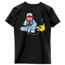 Pikachu Girls Kids T-shirt “Pikachu and Ash Ketchum” – Pokémon parody
