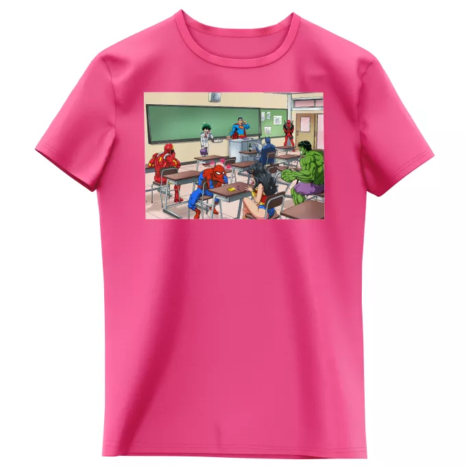 Girls Kids T-shirts Parody of My Hero Academia Deku class mistake with Deadpool, Superman, Iron Man, Wonder Woman, Spider-man, Batman and the Incredible Hulk