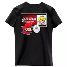 T-shirt Enfant Fille Mario « Alerte enlèvement... » – Parodie Super Mario