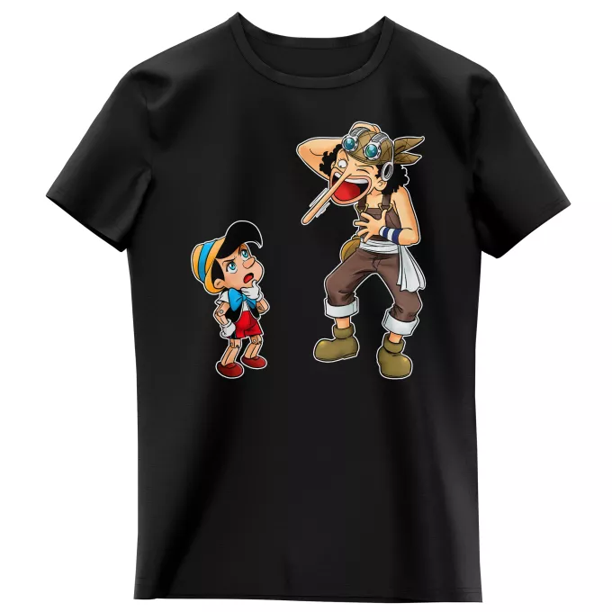 Mädchen Kinder T-Shirts Parodie auf One Piece Lysop und Pinocchio - Piniocchio