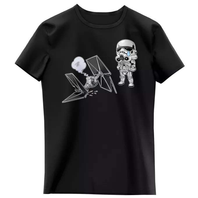 Camisetas Niñas Parodia Star Wars Caricatura SD de Stormtrooper y su TIE Fighter Mini Drone