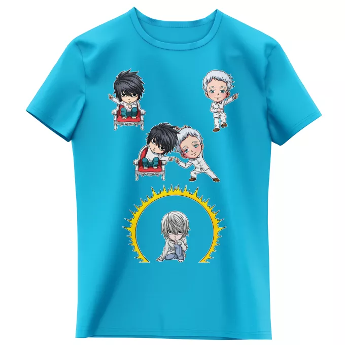 T-shirts kinderen meisjes Parodie Death Note Norman, L and Near en Nate River