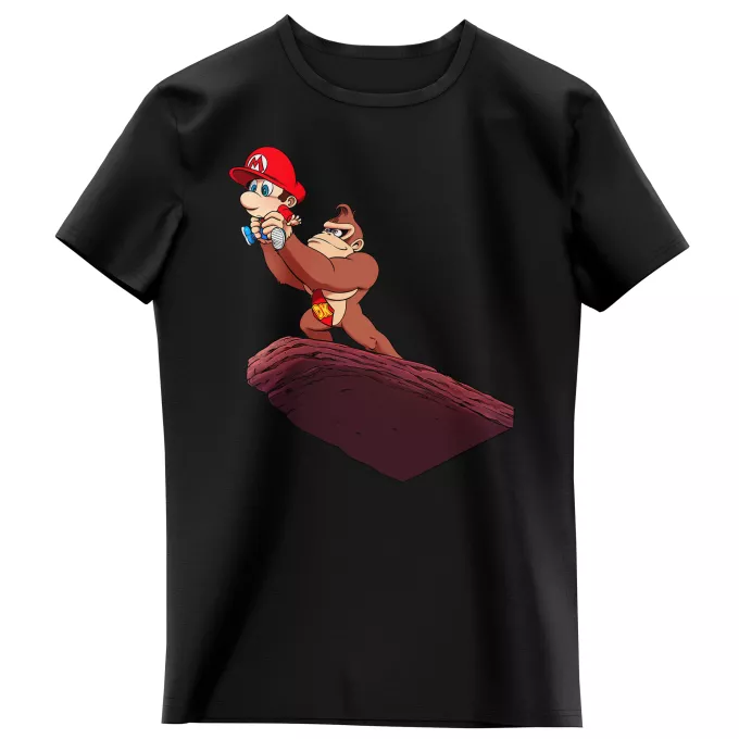 Camisetas Niñas Parodia Super Mario Donkey Kong y Baby Mario
