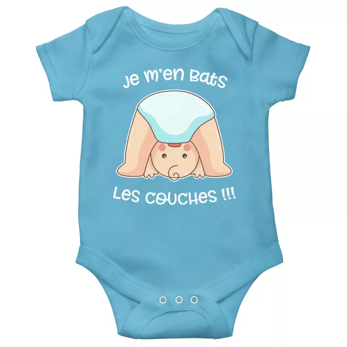 Body bébé manches courtes (garçons) Parodie Bébé Humour Je m'en bats les couches ! - Bébé Comique