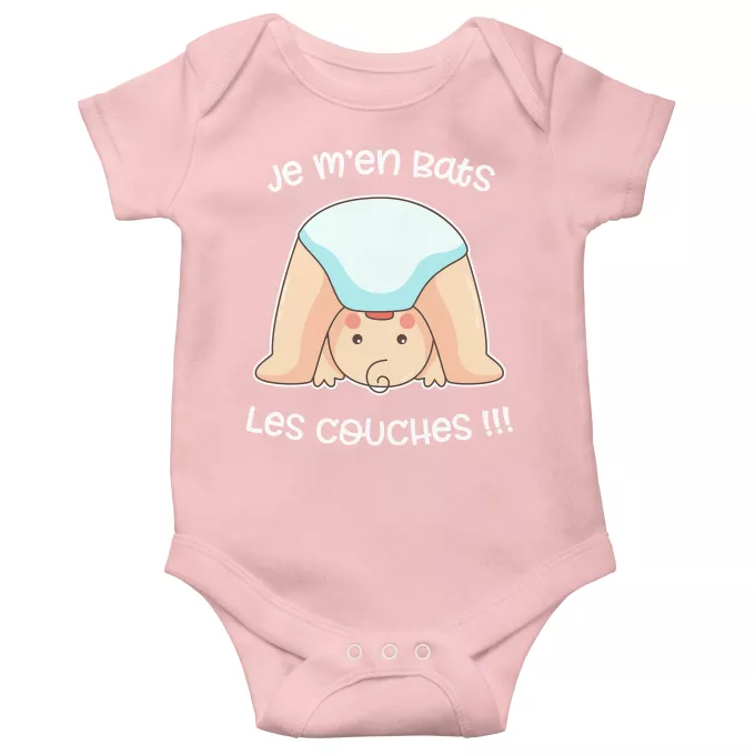 Body bébé manches courtes (Filles) Parodie Bébé Humour Je m'en bats les couches ! - Bébé Comique