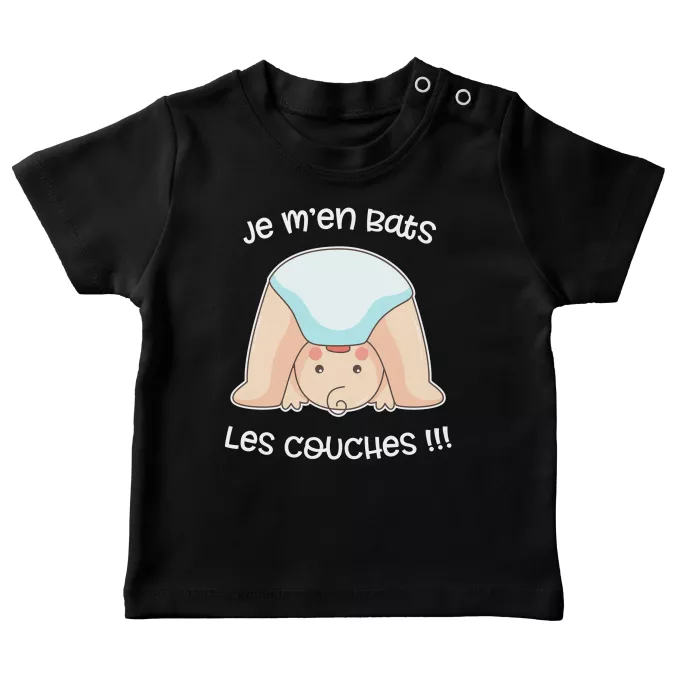 T-shirts bébé Parodie Bébé Humour Je m'en bats les couches ! - Bébé Comique