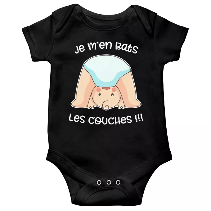 Body bébé manches courtes Parodie Bébé Humour Je m'en bats les couches ! - Bébé Comique