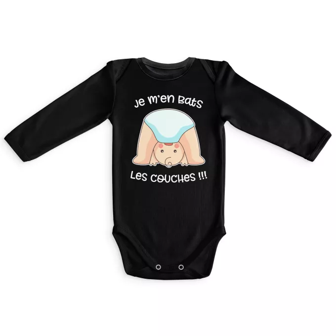 Body bébé manches longues Parodie Bébé Humour Je m'en bats les couches ! - Bébé Comique