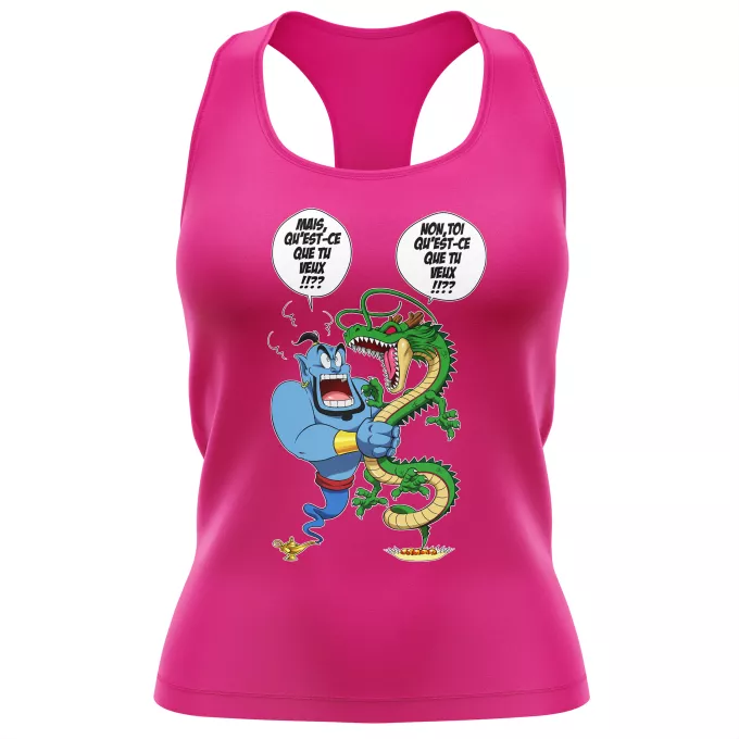 Débardeur Femme Parodie Dragon Ball Z - DBZ De Bonne Volonté mais de mauvaise foi ! - Le dragon Shenron, Le Génie d'Aladdin