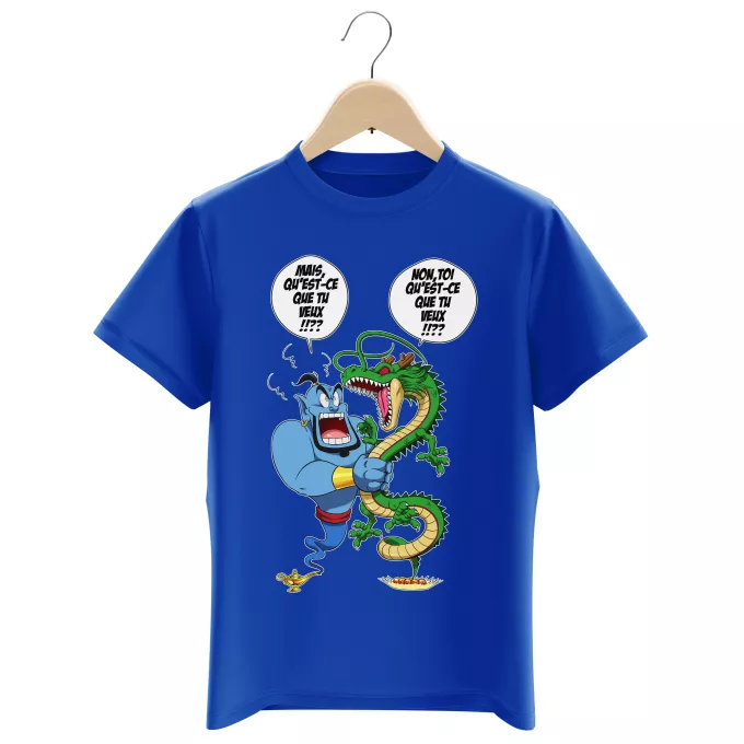Boys Kids T-shirts Parody of Dragon Ball Z - DBZ The dragon Shenron and the genie of Aladdin