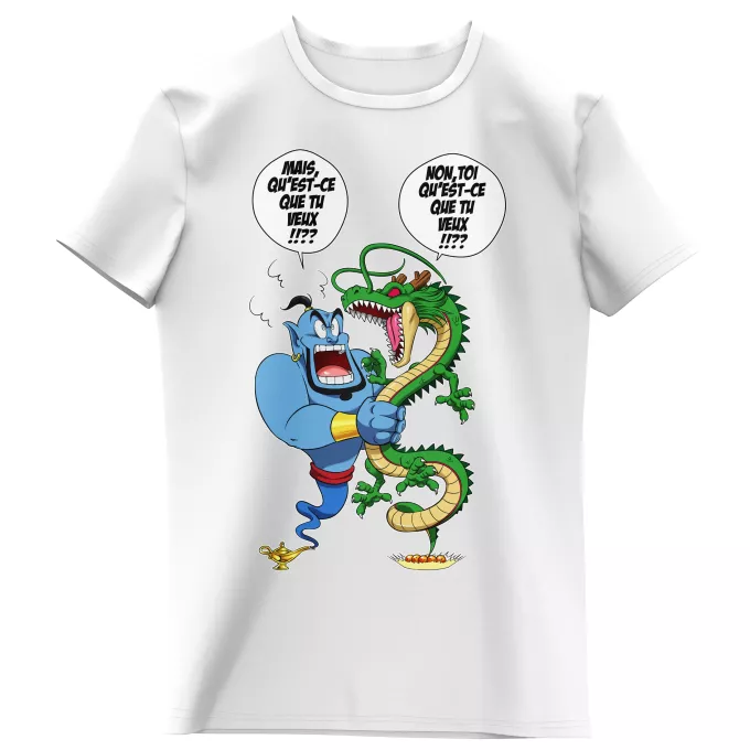 T-shirts Enfants Filles Parodie Dragon Ball Z - DBZ De Bonne Volonté mais de mauvaise foi ! - Le dragon Shenron, Le Génie d'Aladdin