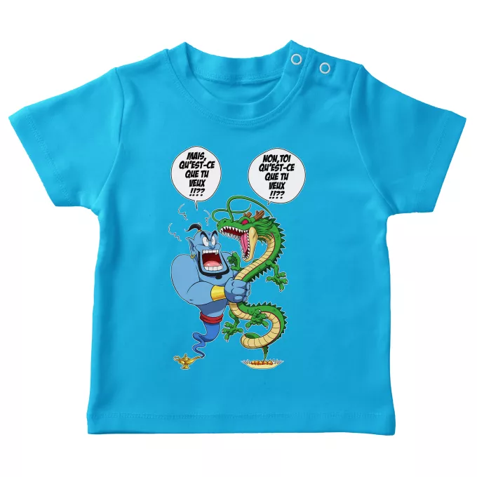 Baby's T-shirts Parody of Dragon Ball Z - DBZ The dragon Shenron and the genie of Aladdin