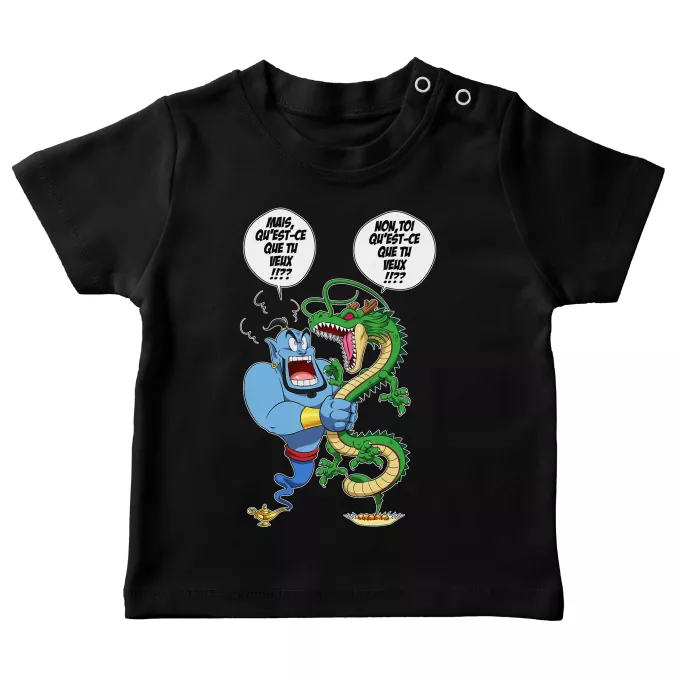 Baby's T-shirts Parody of Dragon Ball Z - DBZ The dragon Shenron and the genie of Aladdin