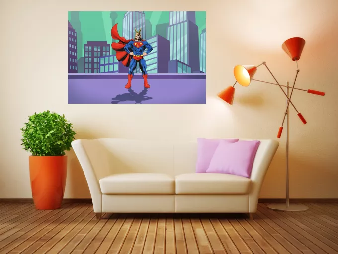 Affischer Parodi My Hero Academia All Might X Stålmannen