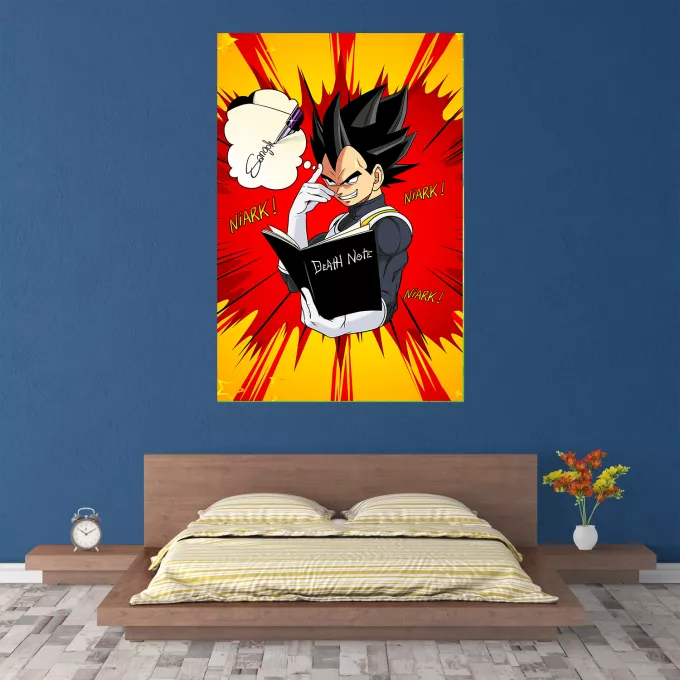 Affiche HD / Poster HD Parodie Dragon Ball Super Une idée fixe... - Végéta de Dragon Ball Super, le Death Note