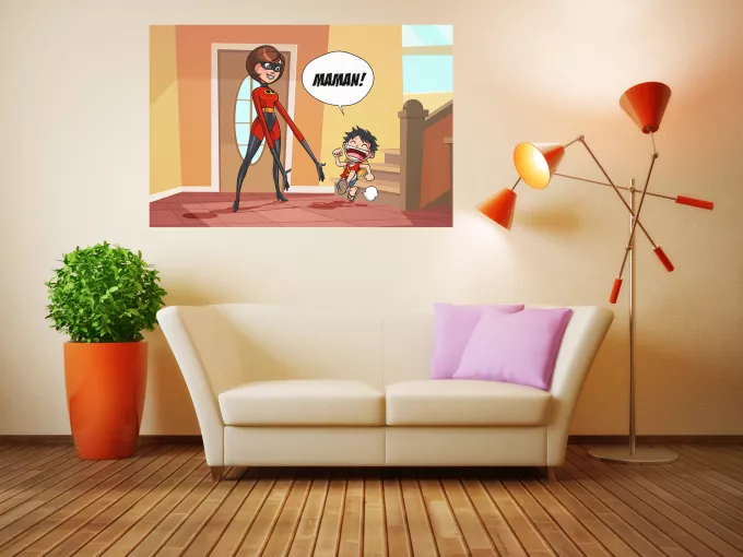 Affiche HD / Poster HD Parodie One Piece Super Maman !! - Elasticgirl la Maman indestructible, Luffy