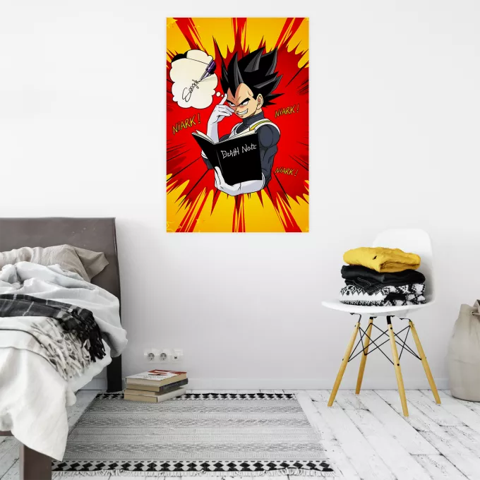 Affiche HD / Poster HD Parodie Dragon Ball Super Une idée fixe... - Végéta de Dragon Ball Super, le Death Note