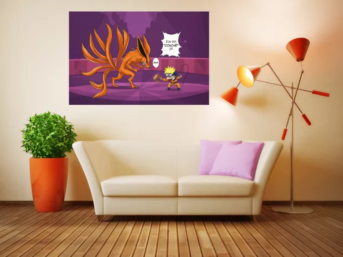 Affiche HD / Poster HD Parodie Naruto Couché ! - Kyubi le Biju à 9 Queues