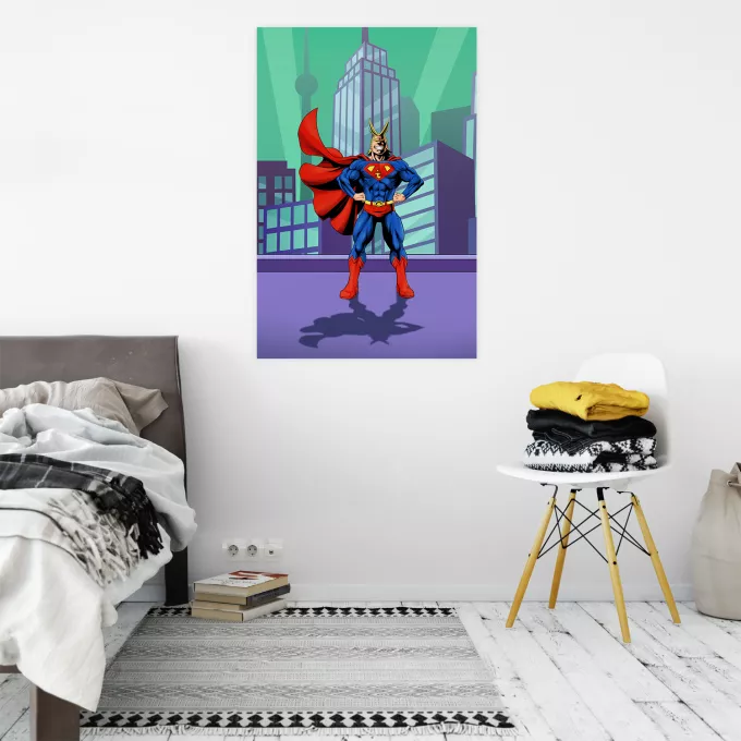 Affischer Parodi My Hero Academia All Might X Stålmannen