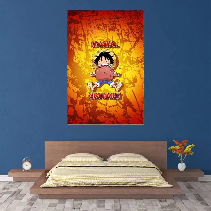 Affiche HD / Poster HD Parodie One Piece La Viande... C'est la vie ! - Luffy