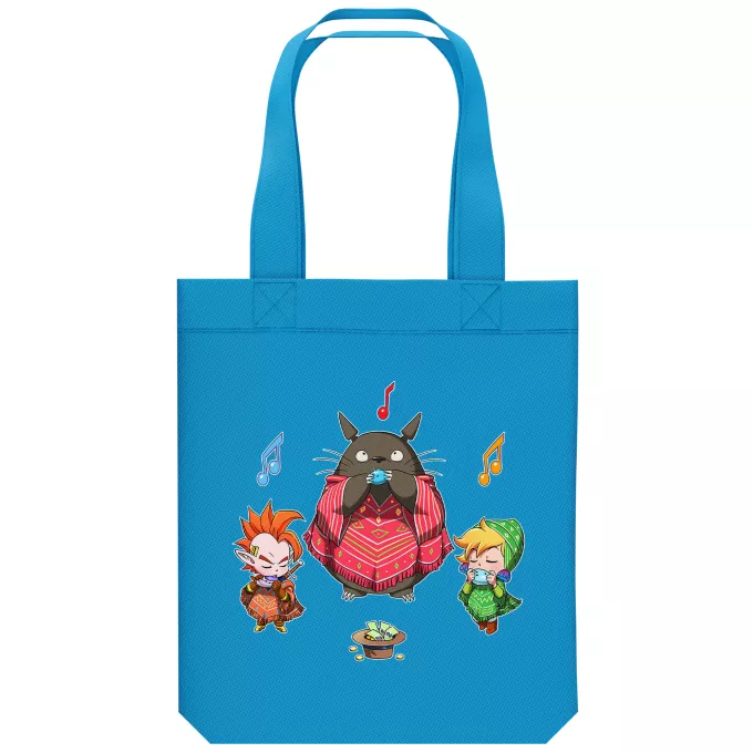 Borsa Tote Bag in cotone organico Paoridia Zelda Ocarina Orchestra - Totoro, Link, Tapion