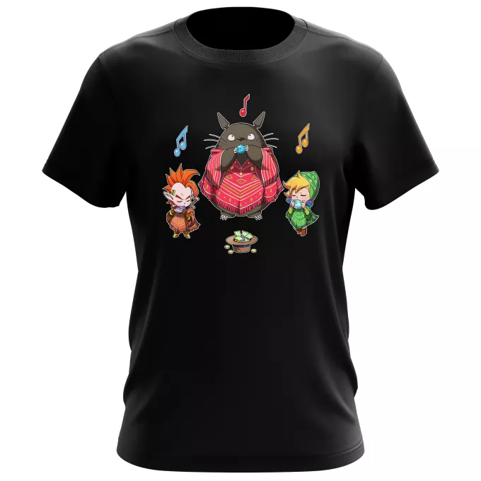 Camisetas Hombre Parodia Zelda Ocarina Orchestra - Totoro, Link, Tapion