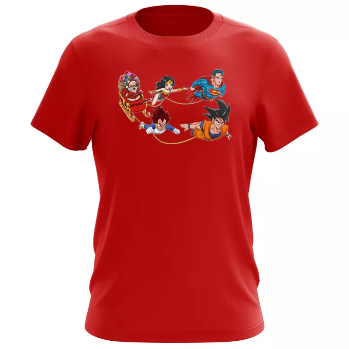 T-shirts för män Parodi Dragon Ball Z - DBZ Funny Santa - Master Roshi, Son Goku, Vegeta, Superman, Wonder Woman