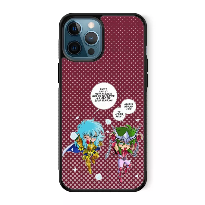 Coque pour téléphone portable iPhone 12 Pro Max Parodie Saint Seiya Attends que je t'attrape !! - Shun d'Andromède, Aphrodite chevalier d'or des Poissons