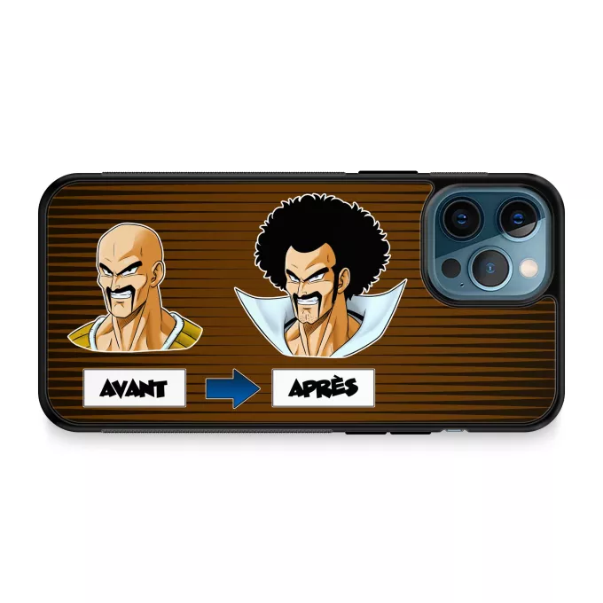 Coque pour téléphone portable iPhone 12 Pro Max Parodie Dragon Ball Z - DBZ Avant - Après - Nappa, Hercule Satan