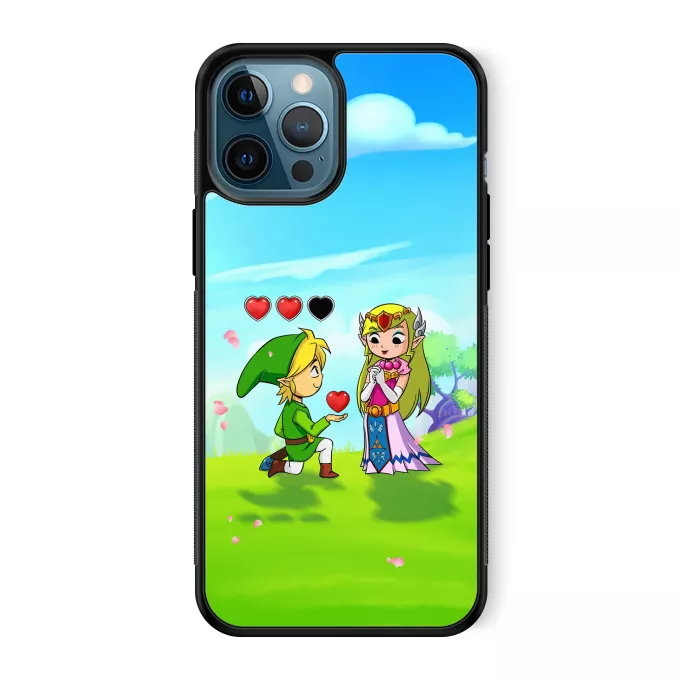 Estojo iPhone 12 Pro Max Paródia Zelda Link e PrincesaZelda