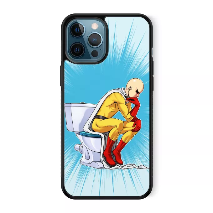 Funda para iPhone 12 Pro Max Parodia One-Punch Man Saitama El pensador