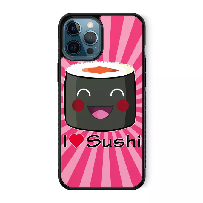 Coque pour téléphone portable iPhone 12 Pro Max Parodie Japon Culture I Love Sushi !
