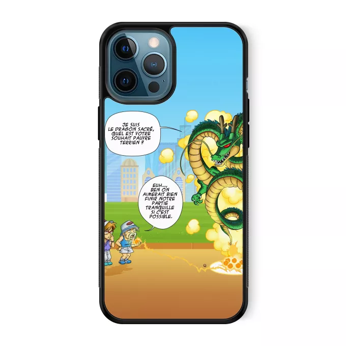Coque pour téléphone portable iPhone 12 Pro Max Parodie Dragon Ball Z - DBZ La Pétanque, c'est sacré ! - Shenron, les pétanqueurs marseillais