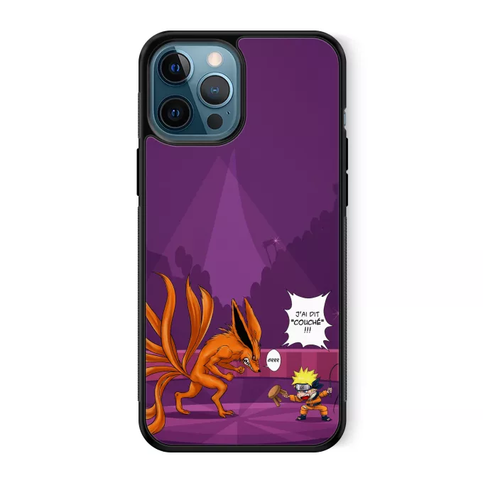 Coque pour téléphone portable iPhone 12 Pro Max Parodie Naruto Couché ! - Kyubi le Biju à 9 Queues