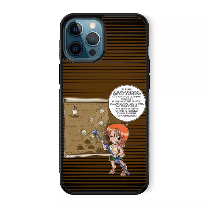 Coque pour téléphone portable iPhone 12 Pro Max Parodie One Piece Les prévisions de Météo Pirate pour le prochain épisode ! - Nami
