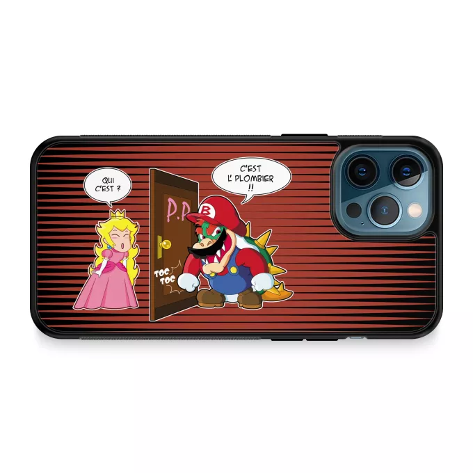 Coque pour téléphone portable iPhone 12 Pro Max Parodie Super Mario C'est l'plombier ! - Bowser, Princesse Peach