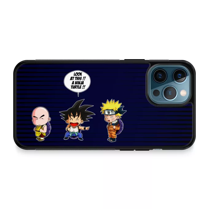 Funda para iPhone 12 Pro Max Parodia Naruto Son Gokū, Kuririn y Naruto