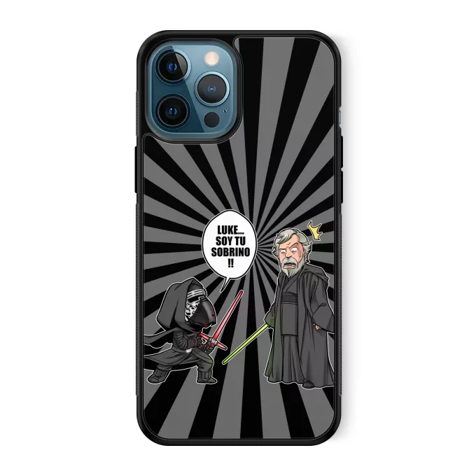 Funda para iPhone 12 Pro Max Parodia Star Wars Luke Skywalker y Kylo Ren