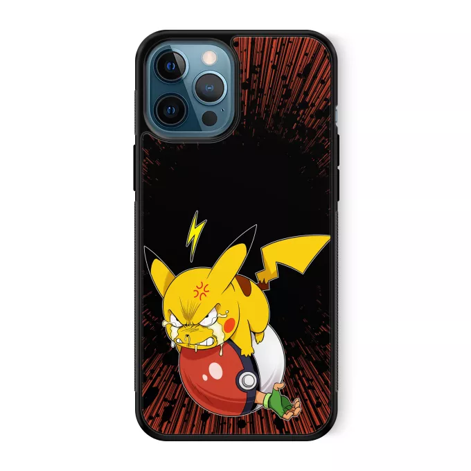 Estojo iPhone 12 Pro Max Paródia Pokémon Pikachu e Ash Ketchum
